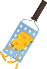 Grater grating cheese leaving tiny delicious cheese shreds