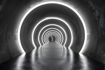 Obraz premium Futuristic Tunnel with Illuminated Circular Patterns