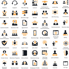 Business people line icons set. Businessman outlines icons collection. Teamwork, human resources, meeting, partnership, meeting, workgroup, success, resume - stock vector.