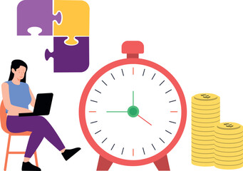 The girl is working on the laptop.