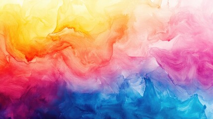 Obraz premium Gradient rainbow watercolor texture with bold colors merging smoothly, creating an artistic abstract background with fluidity