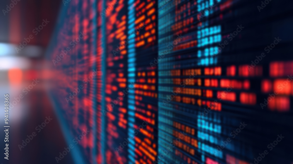 Poster abstract digital data and binary code concept, emphasizing technology and information flow with vibr