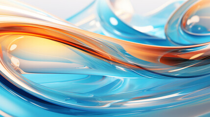 Fototapeta premium c4d renders abstract glass textured blue gradients with dynamic lines and curvec