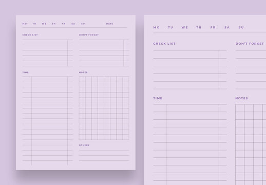 Minimalist Planner Layout With Purple Accent