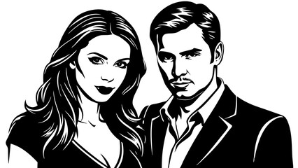 young couple silhouette