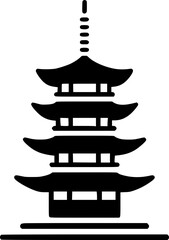 Simple Japanese Pagoda Illustration for Minimalist Art and Design