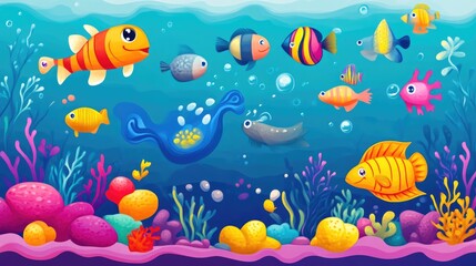 Marine Life Extravaganza Featuring Colorful Fish Species