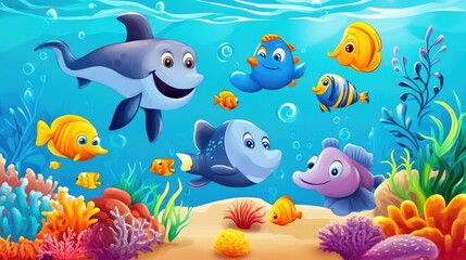 Bright and Lively Marine Animals in Their Natural Environment