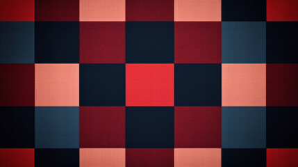 Fototapeta premium Vibrant checkered pattern with alternating red, blue, and black squares. Perfect for backgrounds, textiles, and abstract design projects.