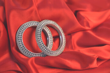 Fototapeta premium Beautiful Indian traditional silver wedding bangles