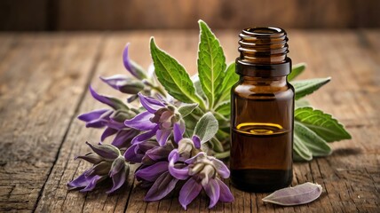 a small bottle of clary sage essential oil isolated background