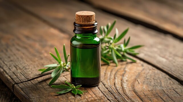 a small bottle of petitgrain essential oil isolated background