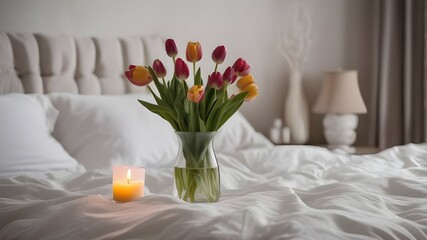 tulips on the bed