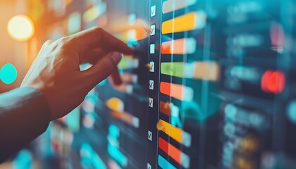 Project Management Board with Completed Corporate Tasks and Collaborative Teamwork