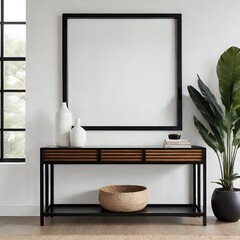 Mockup frame on the wall of living room background, mockup frame design, frame mockup