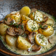 Mushroom and Potato Soup - Earthy mushroom soup with tender, filling potatoes.