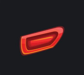 Red modern car rear light glowing in the dark, automobile driving safety and visibility