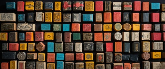 A vibrant collection of vintage stamps showcasing colorful designs, ideal for crafting, decoration, and creative projects.