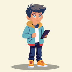 Tech-Savvy Boy. Modern Style Meets Digital Trends