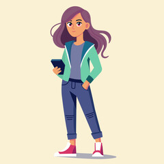 Tech-Savvy Girl. Modern Style Meets Digital Trends