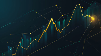 Fototapeta premium Charts and graphs with statistics for innovation Digital analyzes business potential and predicts future developments in the company's growth. Abstract black background