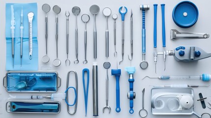 Medical equipment and tools neatly arranged in a clinic, ready for use.
