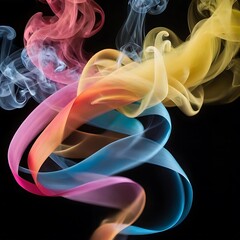 Ribbons of colorful smoke dancing upwards