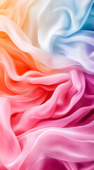 Fototapeta premium A colorful piece of fabric with a pink, orange, and blue stripe. The colors are vibrant and the fabric appears to be flowing