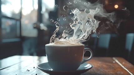 Whimsical Steam Shapes Emerging from a Captivating Cup of Coffee