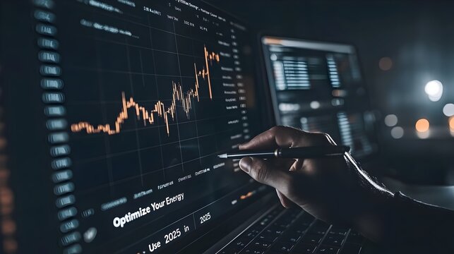 Closeup of a market trading screen displaying financial data and analytics