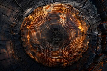 Beautiful Cross-Section of a Tree Trunk Showcasing Natural Patterns and Textures