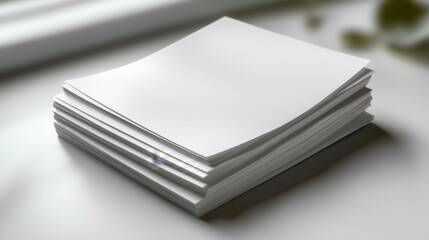 Stack of Blank White Paper Sheets - Generative AI