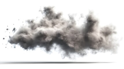 CG Floating Cloud of Dust Particles: A diffuse cloud of tiny CG dust particles, softly lit and suspended in mid-air on a white background.
