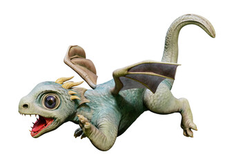 3D Rendering Fairy Tale Dragon on White