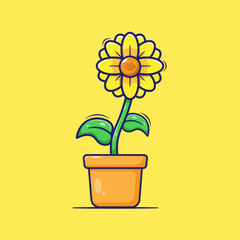 Kawaii blooming sunflowers vector isolated. Flat sunflower cartoon vector style