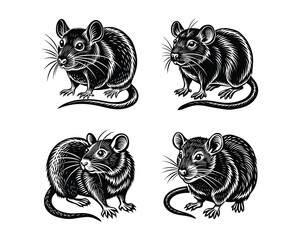Set of black rat silhouettes.