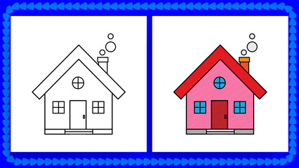 coloring page with house  vector illustration