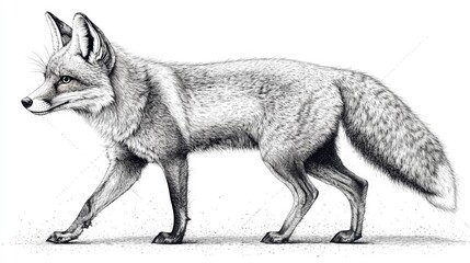 Obraz premium Detailed Illustration of a Fox in Black and White Generative AI