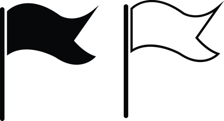 
Flag line icon set. Checkered flags, location marker, waving pennant, bookmark, pin minimal vector illustrations. Simple outline signs for web map application with transparent background.
