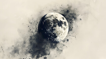 Moon Space Element Watercolor style