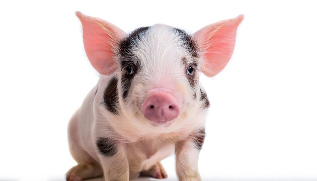 An isolated mini pig on a white background