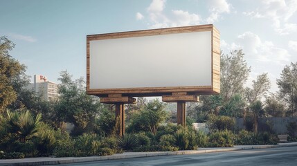 Fototapeta premium Wooden Billboard in Natural Setting - Generative AI