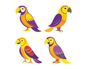 Set of colourful parrot vector.