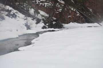 breaks in the river ice