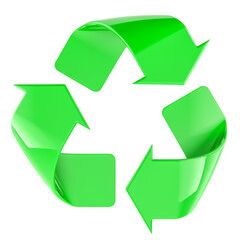 Recycling symbol, 3D rendering isolated on transparent background