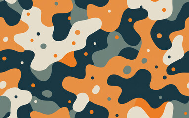 abstract camouflage pattern in orange, beige, and dark tones, perfect for backgrounds, textiles, and creative designs.