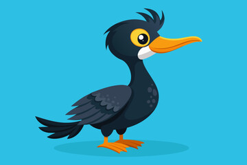 Cute cormorant bird vector art illustration