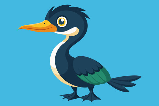 recommend clip art: Cute cormorant bird vector art illustration
