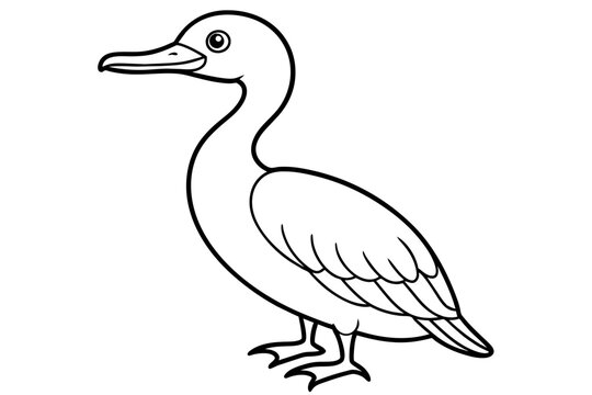 recommend clip art: Cute cormorant bird line art vector art illustration