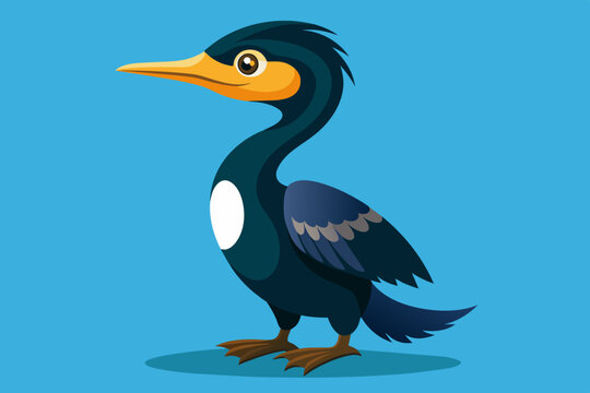 recommend clip art: Cute cormorant bird vector art illustration